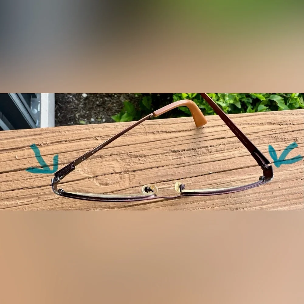 Guess GU 1770 Brown Metal Rectangle Full Rim 54-16-140 Eyeglass Frames Only